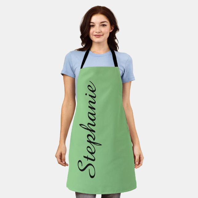 Personalized Jumbo Script Name Choose Your Colour Apron (Worn)