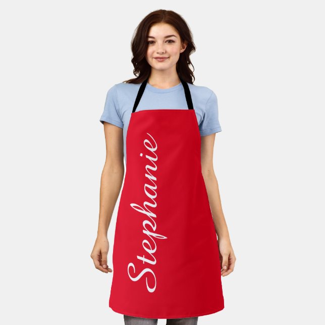 Personalized Jumbo Script Name Choose Your Colour  Apron (Worn)