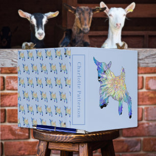Personalized Jumping Goat Colourful Animal Art Binder