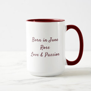 Personalized June Birth Flower Rose Custom Name Mug