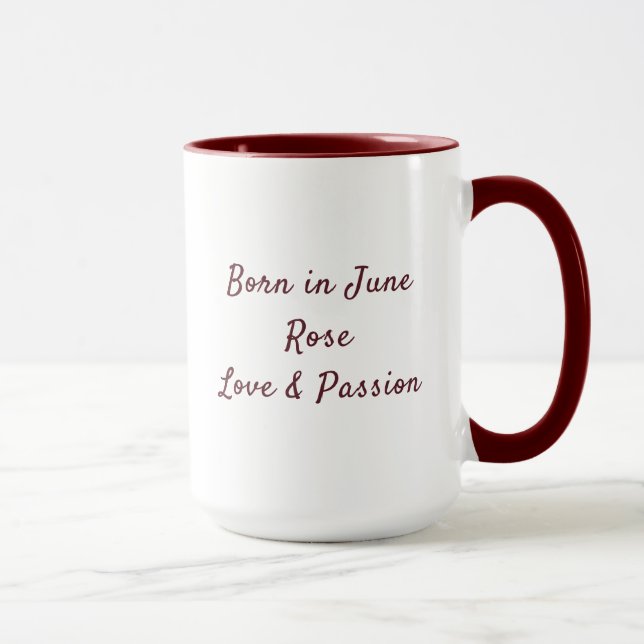 Personalized June Birth Flower Rose Custom Name Mug (Right)