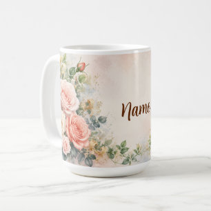 Personalized June Birth Flower Rose & Honeysuckle Coffee Mug