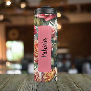 Personalized June Birth Flower Rose Thermal Tumbler