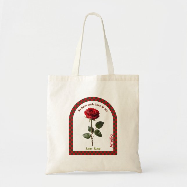 Personalized June Birth Month Flower Tote Bag (Devant)