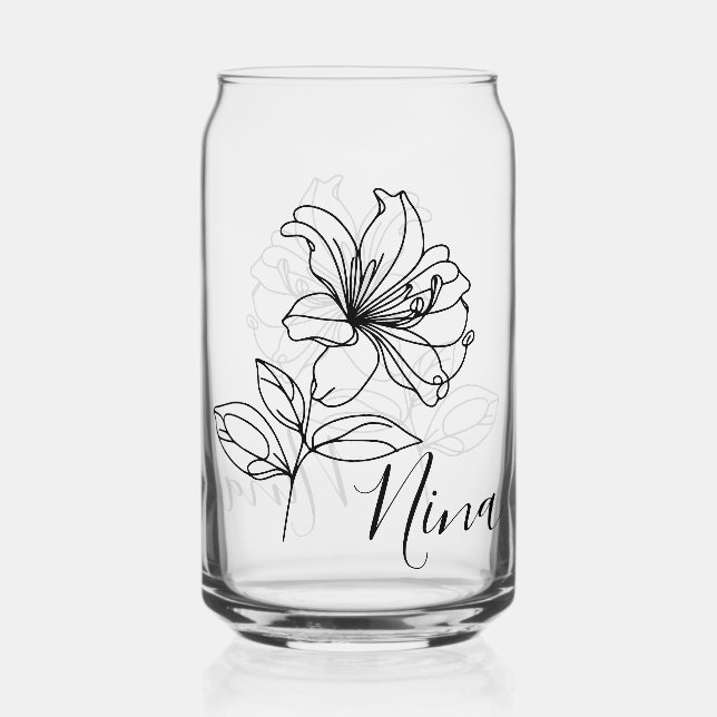 Personalized June Honeysuckle Birth Flower Gift  Can Glass (Front)