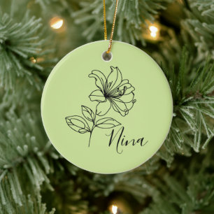 Personalized June Honeysuckle Birth Flower Gift Ceramic Ornament