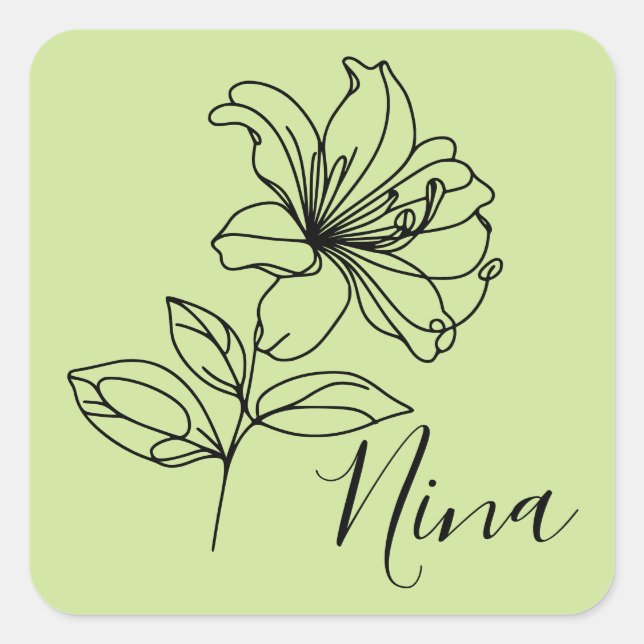 Personalized June Honeysuckle Birth Flower Gift  Square Sticker (Front)