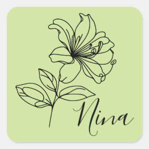 Personalized June Honeysuckle Birth Flower Gift Square Sticker