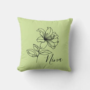 Personalized June Honeysuckle Birth Flower Gift Throw Pillow