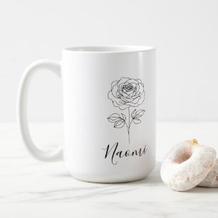 Personalized June Rose Birth Flower Gift for Her Coffee Mug