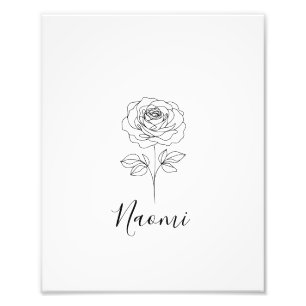  Personalized June Rose Birth Flower Gift for Her  Photo Print