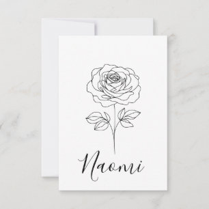  Personalized June Rose Birth Flower Gift for Her  Thank You Card