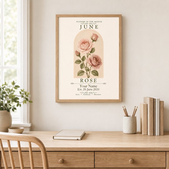 Personalized June Rose Birth Flower Poster (Creator Uploaded)