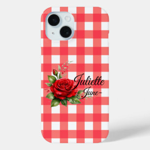 Personalized June Rose Gingham Phone Case