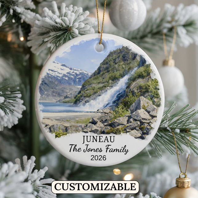 Personalized Juneau Ornament, Custom Alaska Ceramic Ornament (Creator Uploaded)