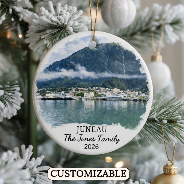 Personalized Juneau Ornament, Custom Alaska Ceramic Ornament (Creator Uploaded)