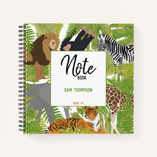 Personalized Jungle Animals Safari Kids Journal (Front)