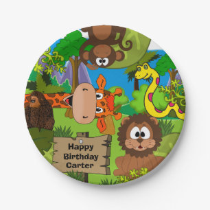 Personalized Jungle Birthday Paper Plate