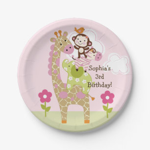 Personalized Jungle Girl Birthday Party Plates