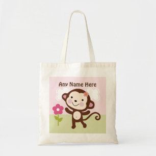 Personalized Jungle Girl Monkey Tote Bag