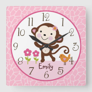 Personalized Jungle Jill Monkey Nursery Clock