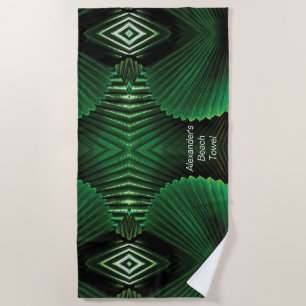 Personalized Jungle Leaf Design Beach Towel