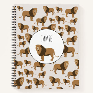 Personalized Jungle Lion Animal Pattern  Notebook