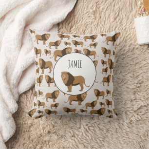 Personalized Jungle Lion Animal Pattern Throw Pillow