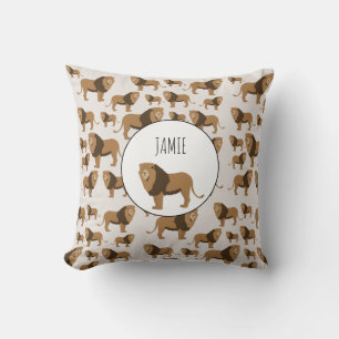 Personalized Jungle Lion Animal Pattern Throw Pillow