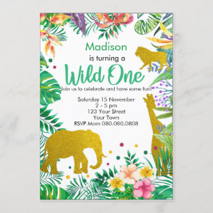 Personalized Jungle Safari 1st Birthday Invitation