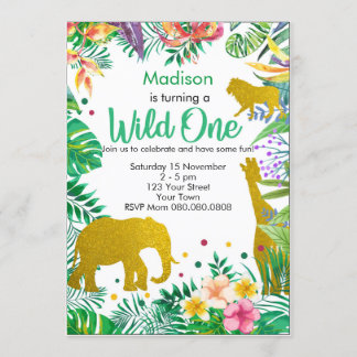 Personalized Jungle Safari 1st Birthday Invitation