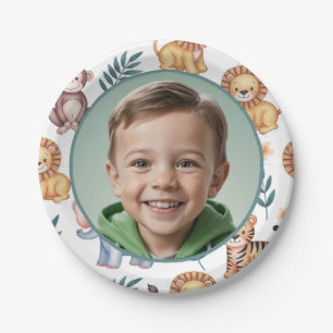 Personalized Jungle Safari Animal Border Photo Paper Plate