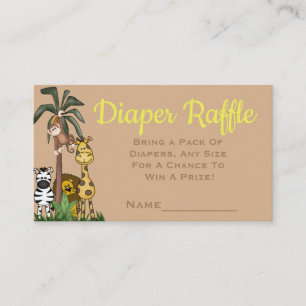 Personalized Jungle Safari Diaper Raffle Ticket Enclosure Card