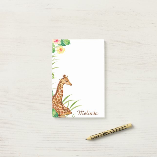 Personalized Jungle Safari Giraffe Post-it Notes (On Desk)