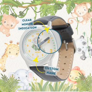 Personalized Jungle Safari Learn to Tell Time Kids Watch