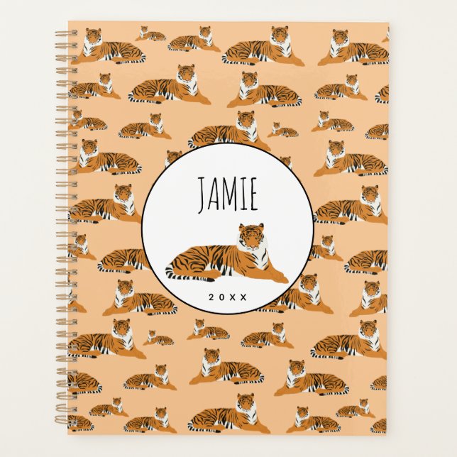 Personalized Jungle Tiger Animal Pattern Planner (Front)