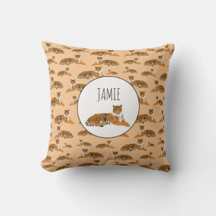 Personalized Jungle Tiger Animal Pattern  Throw Pillow