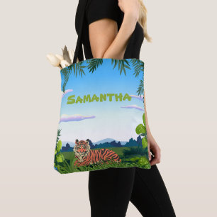 Personalized Jungle Tiger Tote Bag
