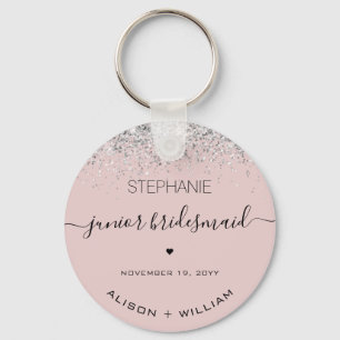 Personalized Junior Bridesmaid Glitter confetti Keychain