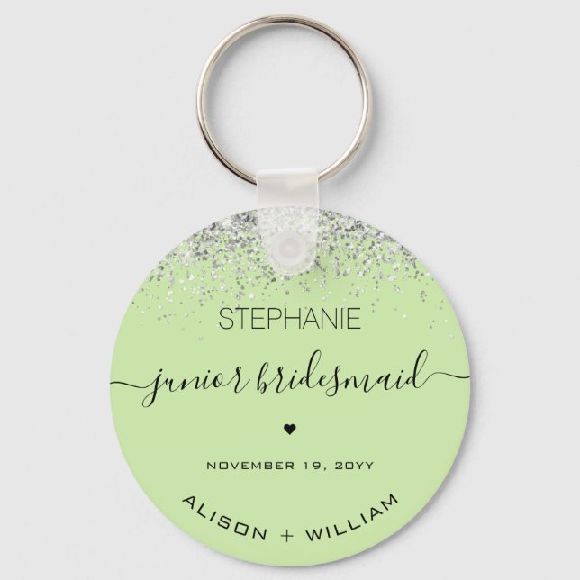 Personalized Junior Bridesmaid Glitter confetti Keychain (Front)