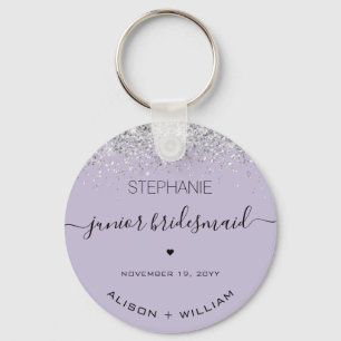 Personalized Junior Bridesmaid Glitter confetti Keychain