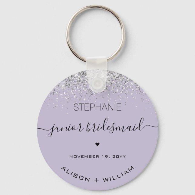Personalized Junior Bridesmaid Glitter confetti Keychain (Front)