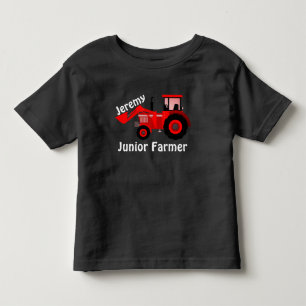 Personalized "Junior Farmer" & Red Loader Tractor Toddler T-shirt