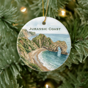Personalized Jurassic Coast UK Photo Xmas Ceramic Ornament
