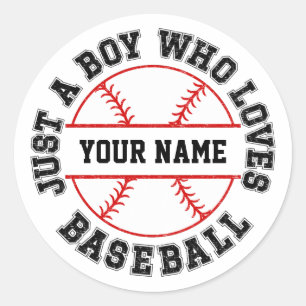 Personalized Just A Boy Who Loves Baseball Classic Round Sticker