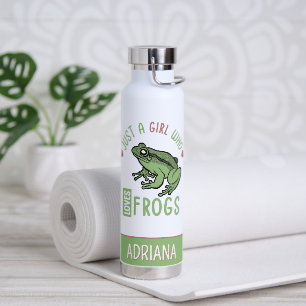 Personalized Just a girl who loves frogs Frog Gift Water Bottle
