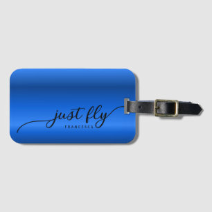Personalized Just Fly Royal Blue Gradient  Luggage Tag
