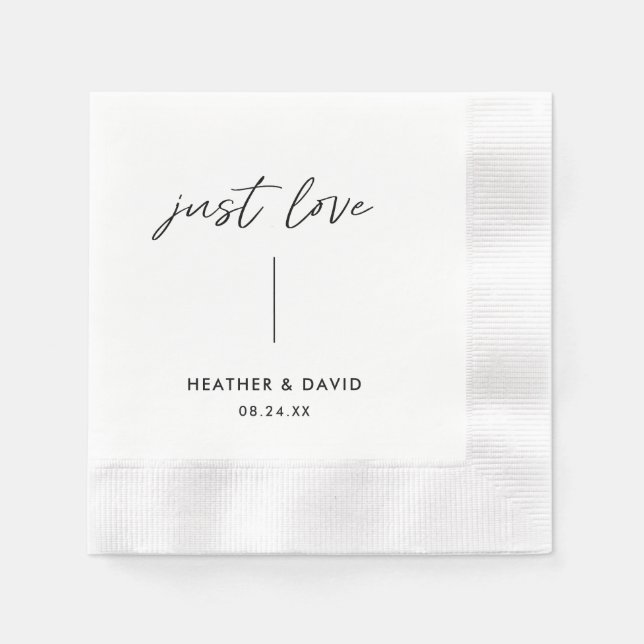 Personalized Just Love Elopement Wedding Napkins (Front)