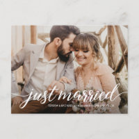 Personalized "Just Married" Elopement Photo Postca