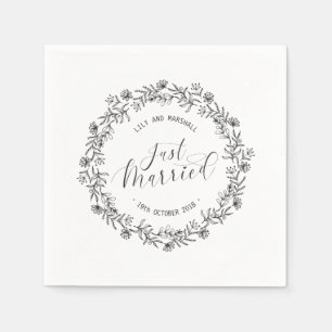Personalized Just Married Floral   Paper Napkin